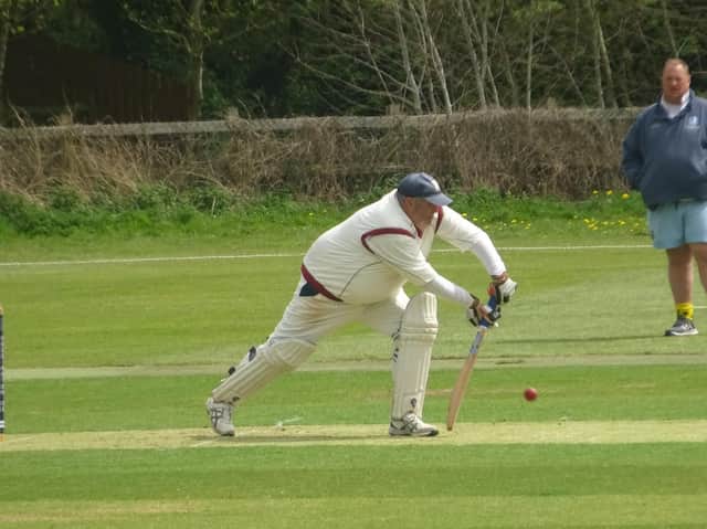 Mark Pearson  performed well with the bat for Geddington 3rd but it wasn’t enough to prevent a defeat to Brigstock 2nd. Picture by Nathan Armstrong