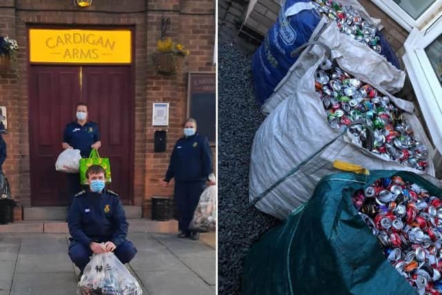 North Northants Community Responders collecting cans from The Cardigan Arms