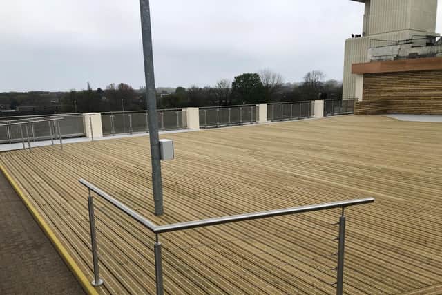 The purpose of this decked area is being kept under wraps