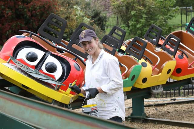 Rachael Harris paints the Ladybird rollercoaster