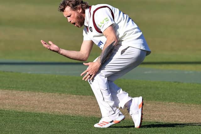 Gareth Berg celebrates a wicket in the win over Glamorgan at the County Ground last month