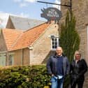 Greedy Gordons Group co-owners Richard Gordon and Sonya Harvey outside The Pig & Waffle in Grafton Underwood, which they are opening in early June