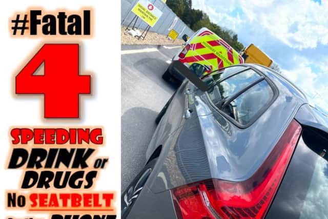 Officers spotted the driver using a mobile — one of the 'fatal four' traffic offences