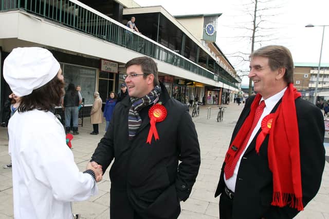 On the campaign trail with son Andy Sawford meeting candidate 'Mr Mozzarella'