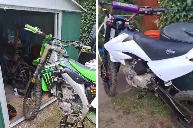 These bikes were stolen from the property in Finedon Road, Wellingborough