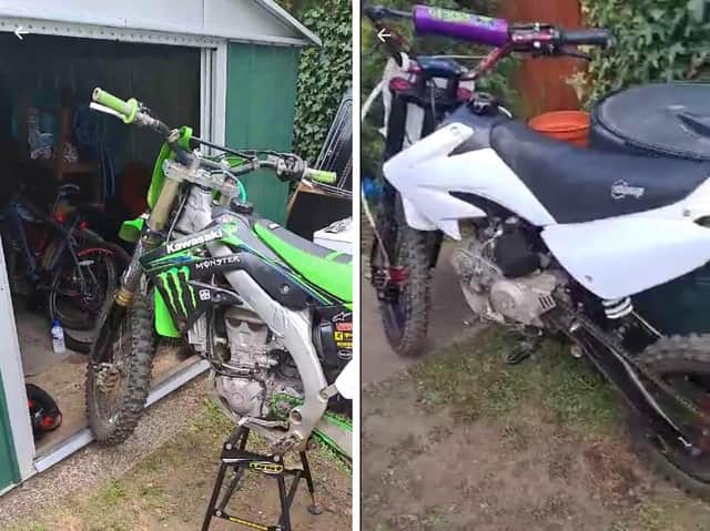 These bikes were stolen from the property in Finedon Road, Wellingborough