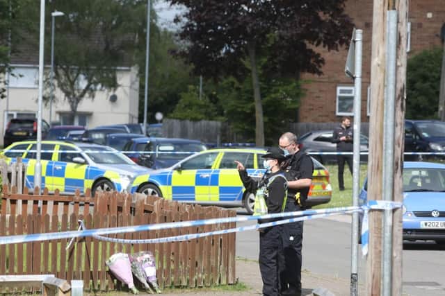 Police at the scene.