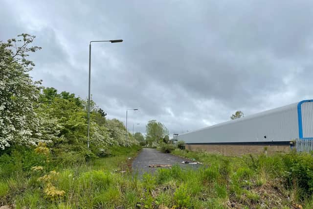 The access road to the site, off Brunel Road.