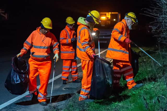 Workers on the A14