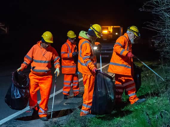 Workers on the A14