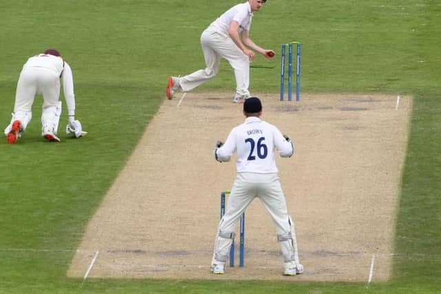 Northants batsman Tom Taylor is run out against Sussex
