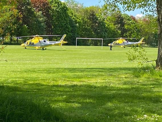 Two air ambulances were called following the crash on Saturday