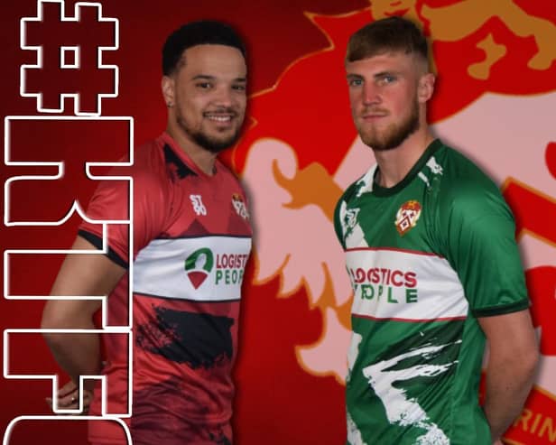 Kettering Town have revealed their new home and away kits for next season, modelled by Rhys Sharpe and Connor Kennedy. Logistics People are the new official club sponsors ahead of the National League North campaign while Fix Auto will once again be the rear of the home shirt sponsor with BM Pallets the rear of away shirt sponsor. Pictures courtesy of Poppies Media
