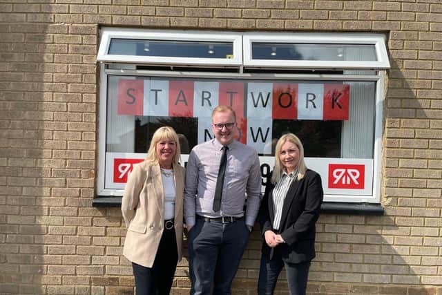 Corby branch manager Sue Martin, on-site manager Sev Tomaszeweski and 360 consultant Sam Pridmore, of Red Recruitment.