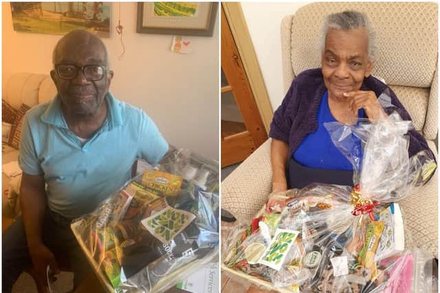 Two of the elderly people Norfampton has provided with a hamper full of essentials during the coronavirus pandemic, who inspired the Windrush generation book project