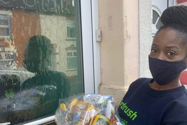 Norfamton's Shereen Ingram delivers hampers to elderly people in Northampton shielding during the coronavirus pandemic
