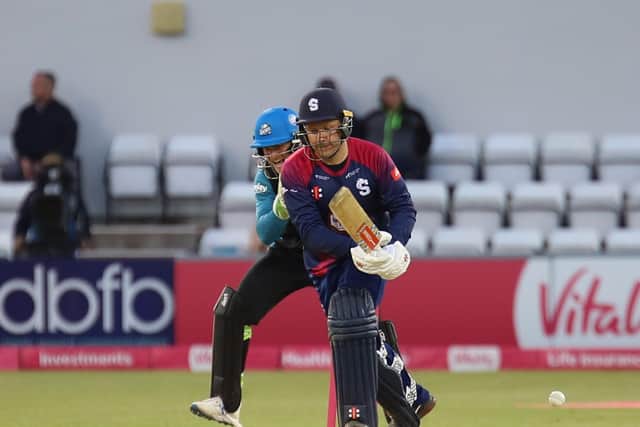 Adam Rossington is bowled