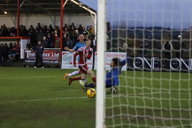 The Poppies legend scored this goal to equalise against fellow contenders Stourbridge during the Southern League Premier Central title success. Kettering went on to win 2-1. Picture by Peter Short