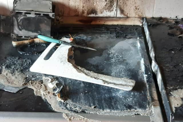 The damage as a result of the blaze in the Irthlingborough home.