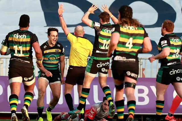Tom Collins scored a superb late try to snatch a stunning win for Saints at the Dragons in early April