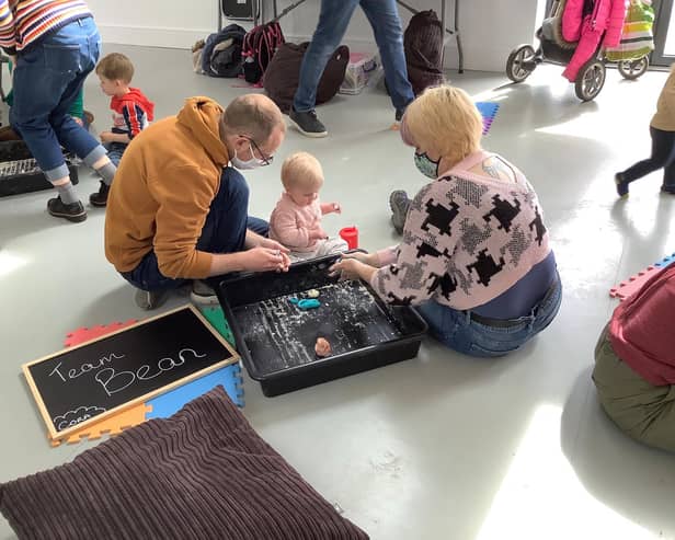 Families taking part in My Sensory Adventures hosted by The Carbon Theatre.