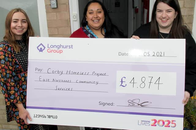 l-r Lucy Brooks from East Northamptonshire Community Services and Sareeta Sharma, Longhurst Group Community Investment Lead and Jo Burns East Northamptonshire Community Services