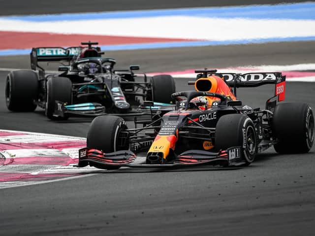 Max Verstappen leads Lewis Hamilton in France