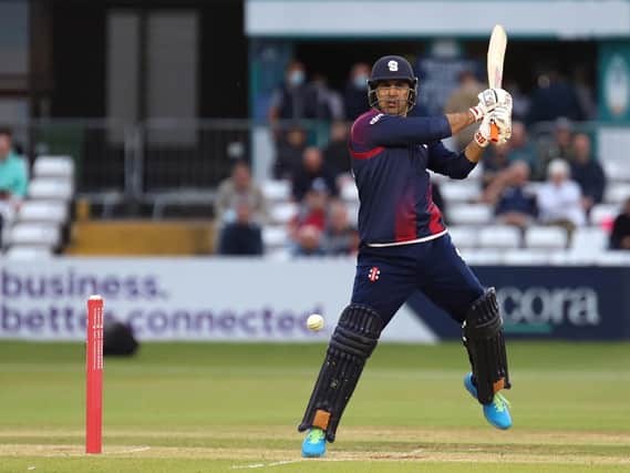 Mohammad Nabi in batting action for the Steelbacks at Derby on Thursday (Pictures: Peter Short)