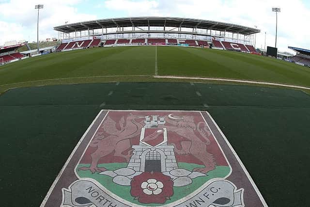 Work on Sixfields' East Stand was halted in 2014 amid contractors' claims they had not been paid