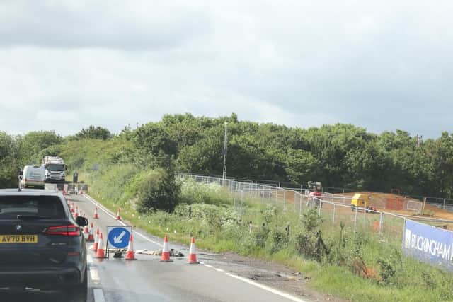 Temporary lights on the A509 today