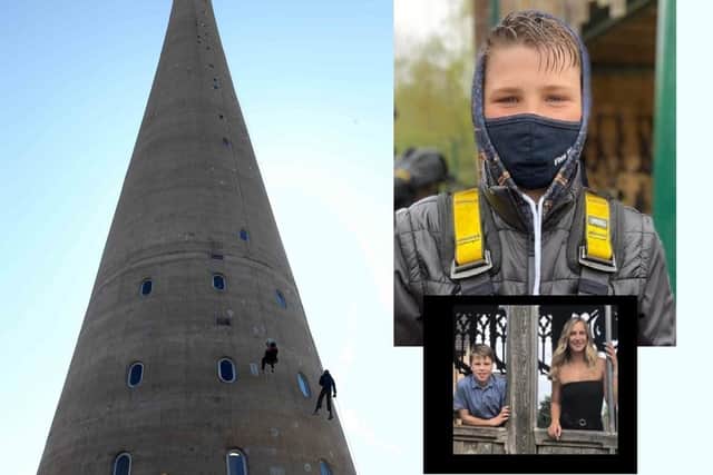 Michael will take on the LIft Tower abseil in memory of his sister Lauren (inset)