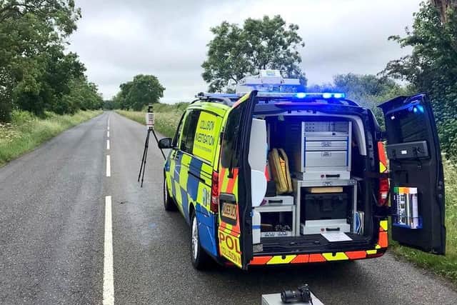 Northamptonshire Police's Serious Collision Investigation Unit at the scene on Saturday.