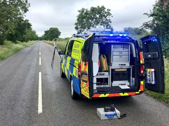 Northamptonshire Police's Serious Collision Investigation Unit at the scene on Saturday.