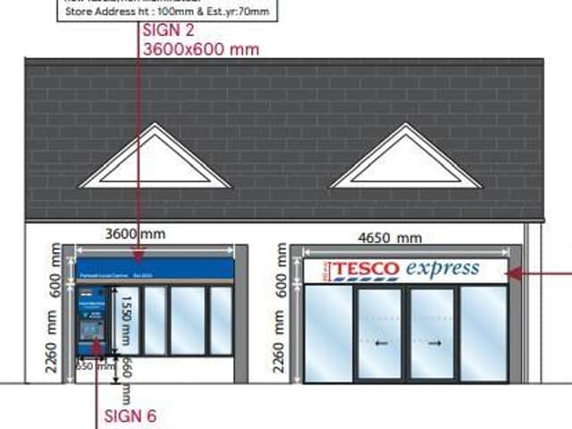 The Tesco sign plan for Finedon.