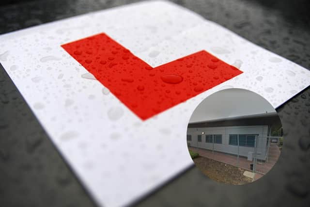 Learner drivers are waiting months for a test at the Kettering test centre, inset.