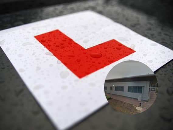 Learner drivers are waiting months for a test at the Kettering test centre, inset.