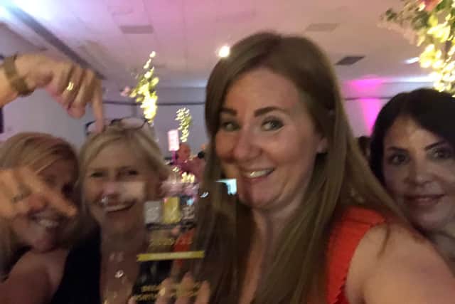Founder, Leonie Heard, with Jules, Vicky and Debbie from Breast Friends celebrating their gold award.