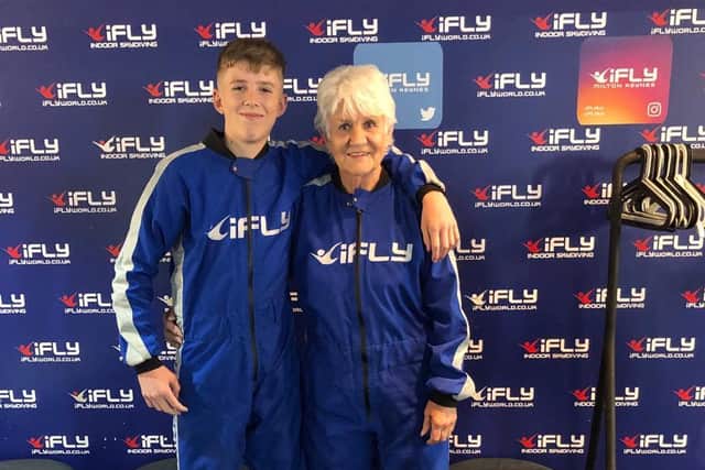 Dorothy Moran with her 15-year-old grandson Zach.