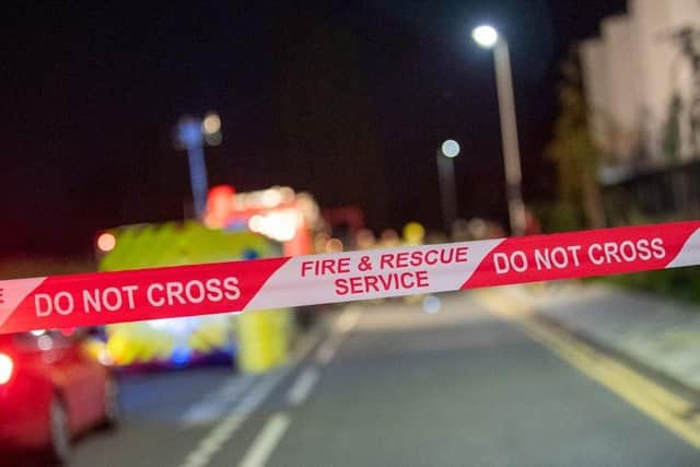 One casualty was airlifted to hospital after a lorry turned on its side near Lamport
