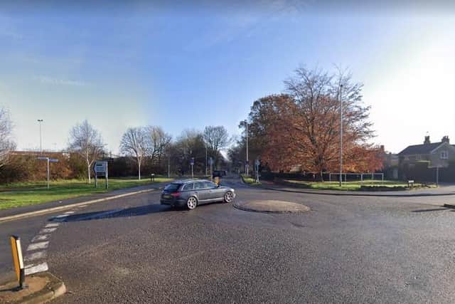 The mini-roundabout at the junction of Barton Road, Pytchley Road and London Road.