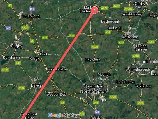Tomorrow's flightpath takes the Red Arrows over Long Buckby and Daventry just before 9am