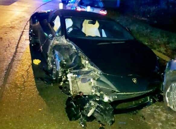 The wrecked £150,000 Lamborghini after November's smash in Moulton Park