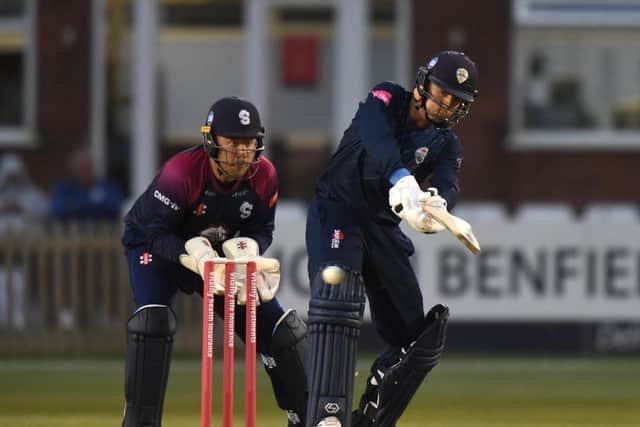 Action from Derbyshire Falcons' T20 win over the Steelbacks in Derby last month