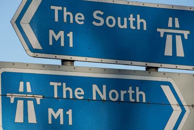 Two lanes are blocked by a crash on the M1 northbound on Tuesday afternoon