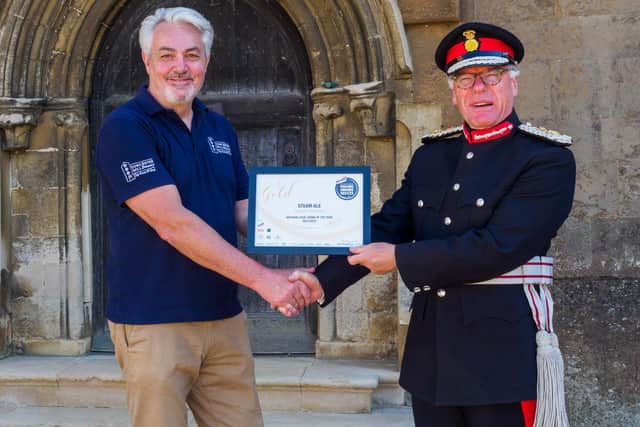 John Evans of Towcester Brewery with Lord-Lieutenant of Northamptonshire, James Saunders Watson.