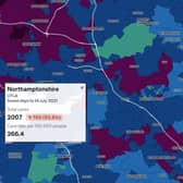 How Northamptonshire's Covid map looked on July 14 — five days before Freedom Day