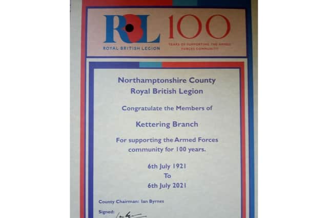 The Kettering Branch of the RBL celebrated 100 years this month