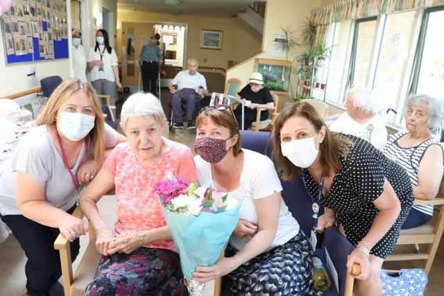 l-r Jemima Adams (manager), Jean O'Neill, daughter Karen Harrison and Jane Harris (Shaw Healthcare relationships and sales manager)