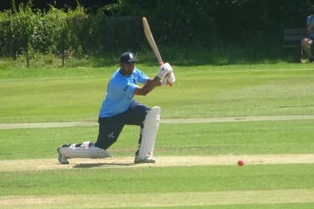 Adil Arif in action during a fine knock that helped set up Geddington's win against Overstone Park. Picture by Nathan Armstrong