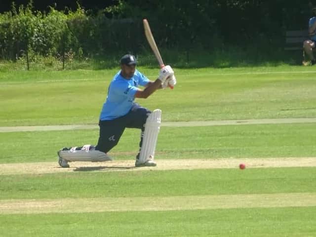 Adil Arif in action during a fine knock that helped set up Geddington's win against Overstone Park. Picture by Nathan Armstrong